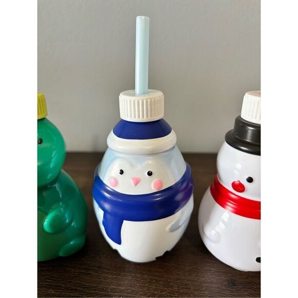 Target Bullseye Playground Christmas winter cups with straws Dino snowman pengui - Picture 4 of 7